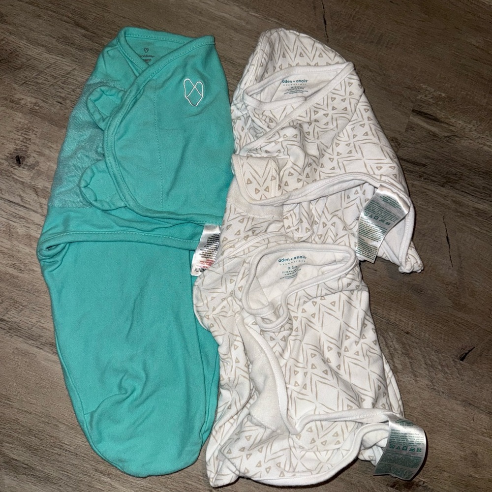 Baby Swaddle Set in Teal and White